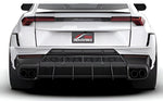 Rear diffuser on a white Lamborghini Urus, rear close-up