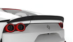 Carbon rear spoiler on a white Ferrari 812, rear close-up
