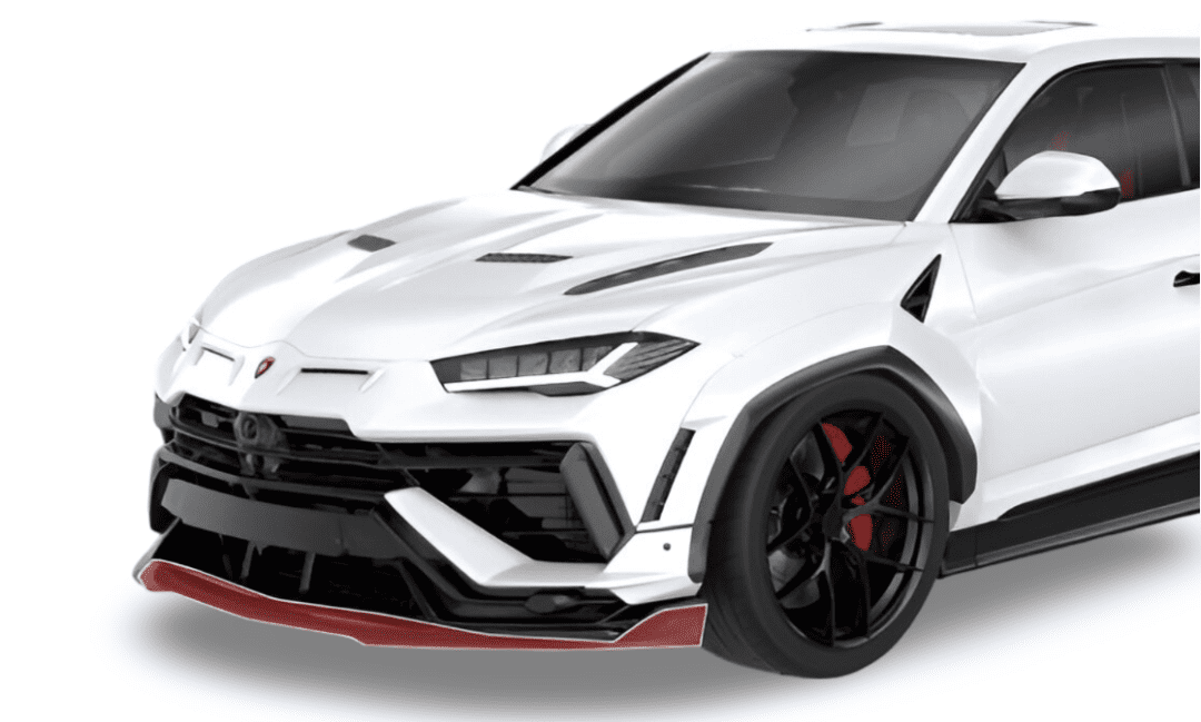 Render of a white Urus S with the front aero lip highlighted