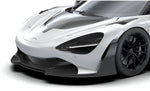 Front bumper on a white McLaren 750S, front three-quarter close-up
