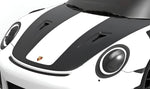Carbon hood on a white Porsche 911 GT2 RS, front close-up