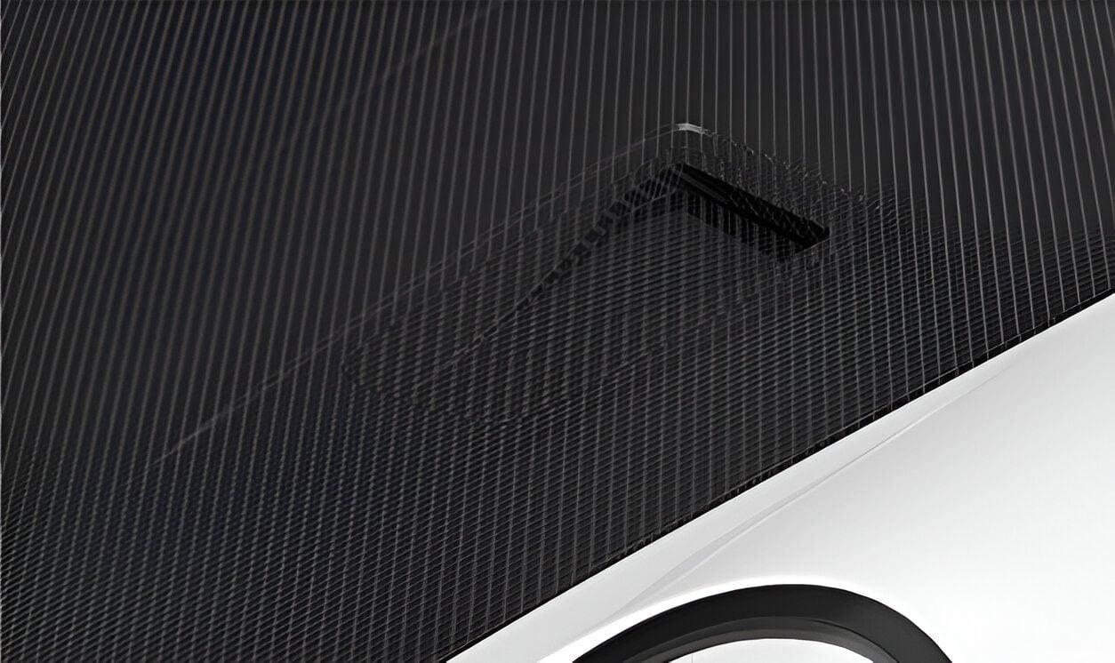 Carbon hood vent set into a carbon GT3 RS hood, close-up