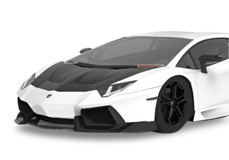Render of a white Aventador with carbon hood and aero