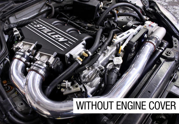 close view of Stillen Supercharger - Tuner Kit [Satin] for Nissan 370Z [Z34] (Base and Touring) 2012-2014 fitted inside a car