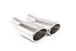Close-up of polished oval Milltek Sport exhaust tips for the 2016+ Audi S4 3.0 Turbo V6 B9 - Saloon/Sedan & Avant