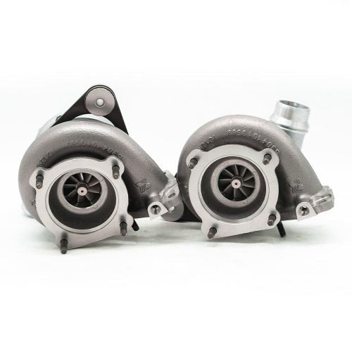 A back view of Pure Turbos Turbo Upgrade Pure850 (68mm) for Porsche 991.1 Turbo / Turbo S 2014-2016 with white background