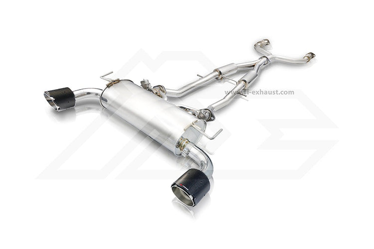A top view of FI Exhaust Exhaust System For Infiniti Infiniti Q50/Q60 2018+ with white background