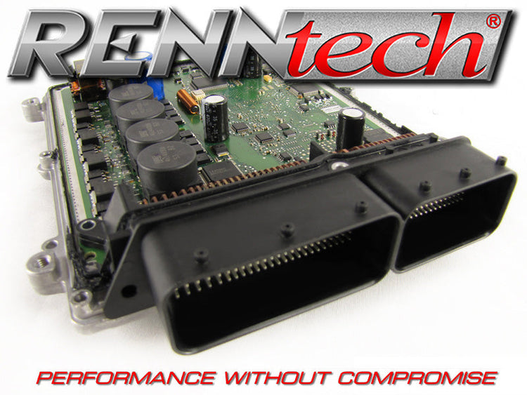 A front view of RENNtech ECU Upgrade Mercedes-Benz CLK 430 (W208- 285 HP / 307 LB-FT) 1997-2003 with white background and RENNtech logo on the top
