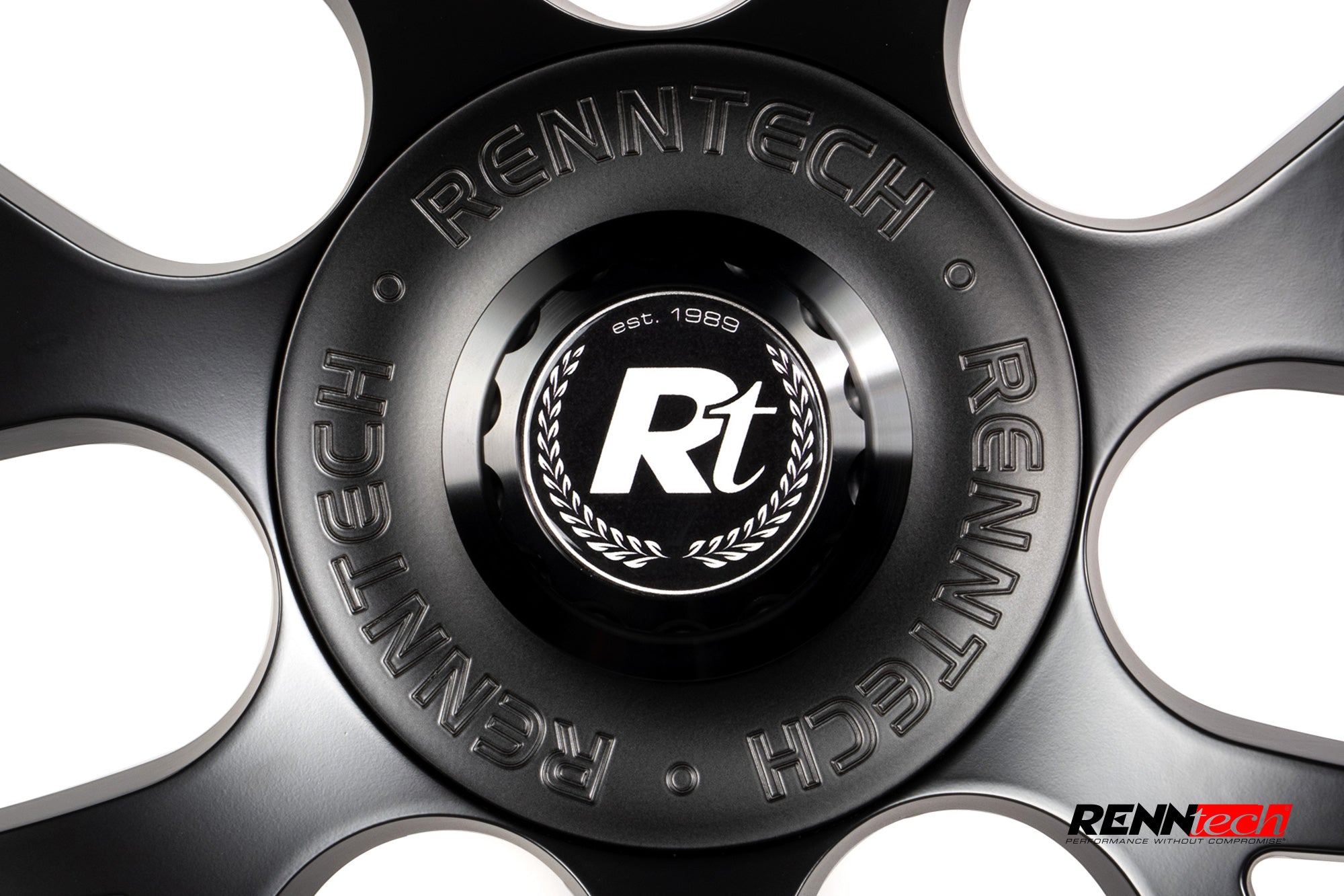 Black RennTech Sport II wheel center close up - Sport II 20-inch Wheels for the 2008-2021 C 63 AMG Sedan