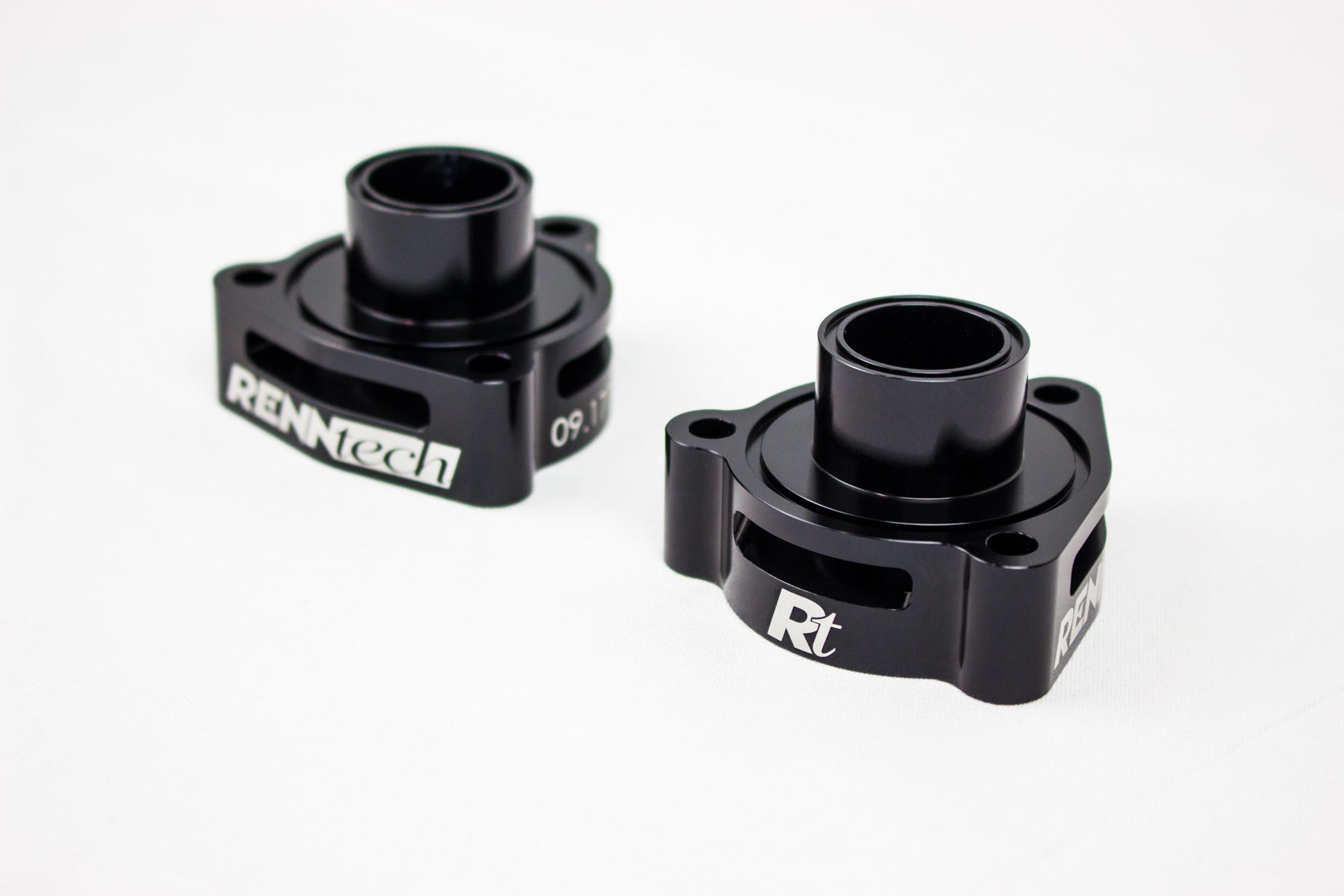 Pair of black RennTech blow-off valve adapters - R1 Performance Package for the 2018-2021 AMG GT C