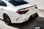 White CLS car with the carbon decklid spoiler fitted - Carbon Decklid Spoiler for the 2019-2023 CLS Coupe