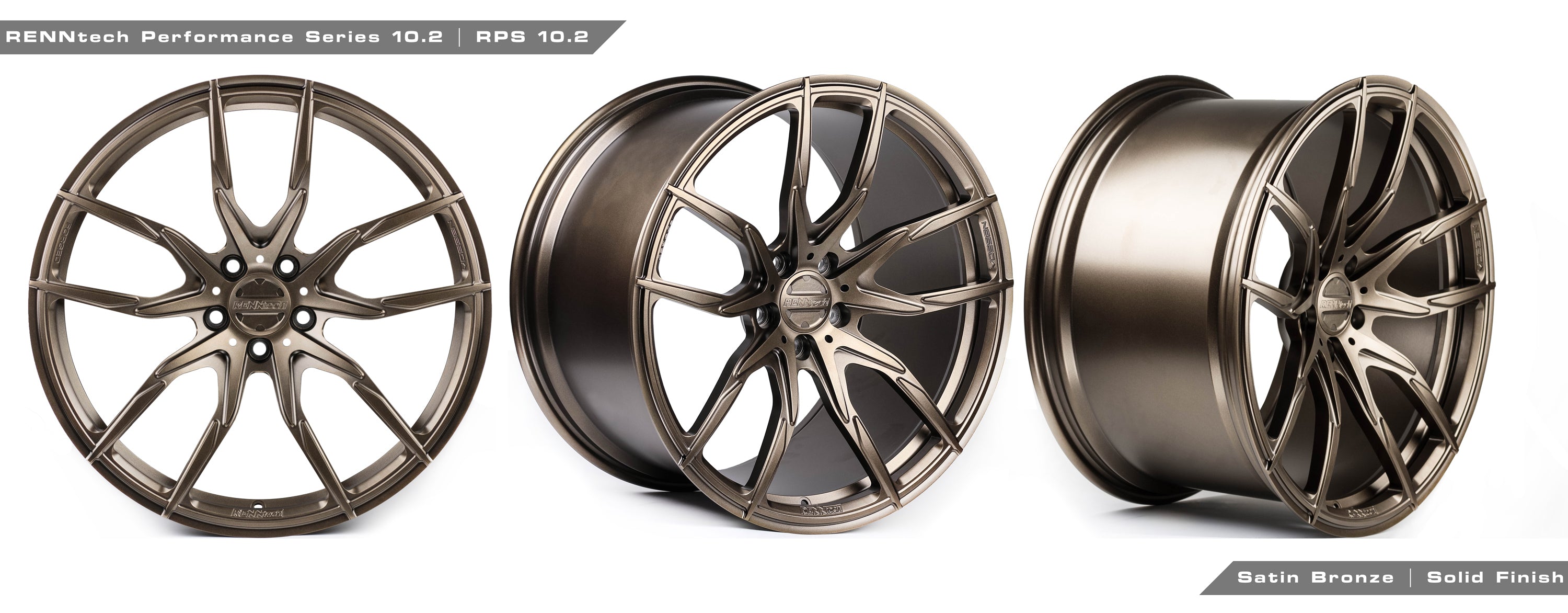 RPS 10.2 wheels in bronze finish from three angles - RPS 10.2 Forged 20-inch Wheels for the 2017-2023 E 63 AMG