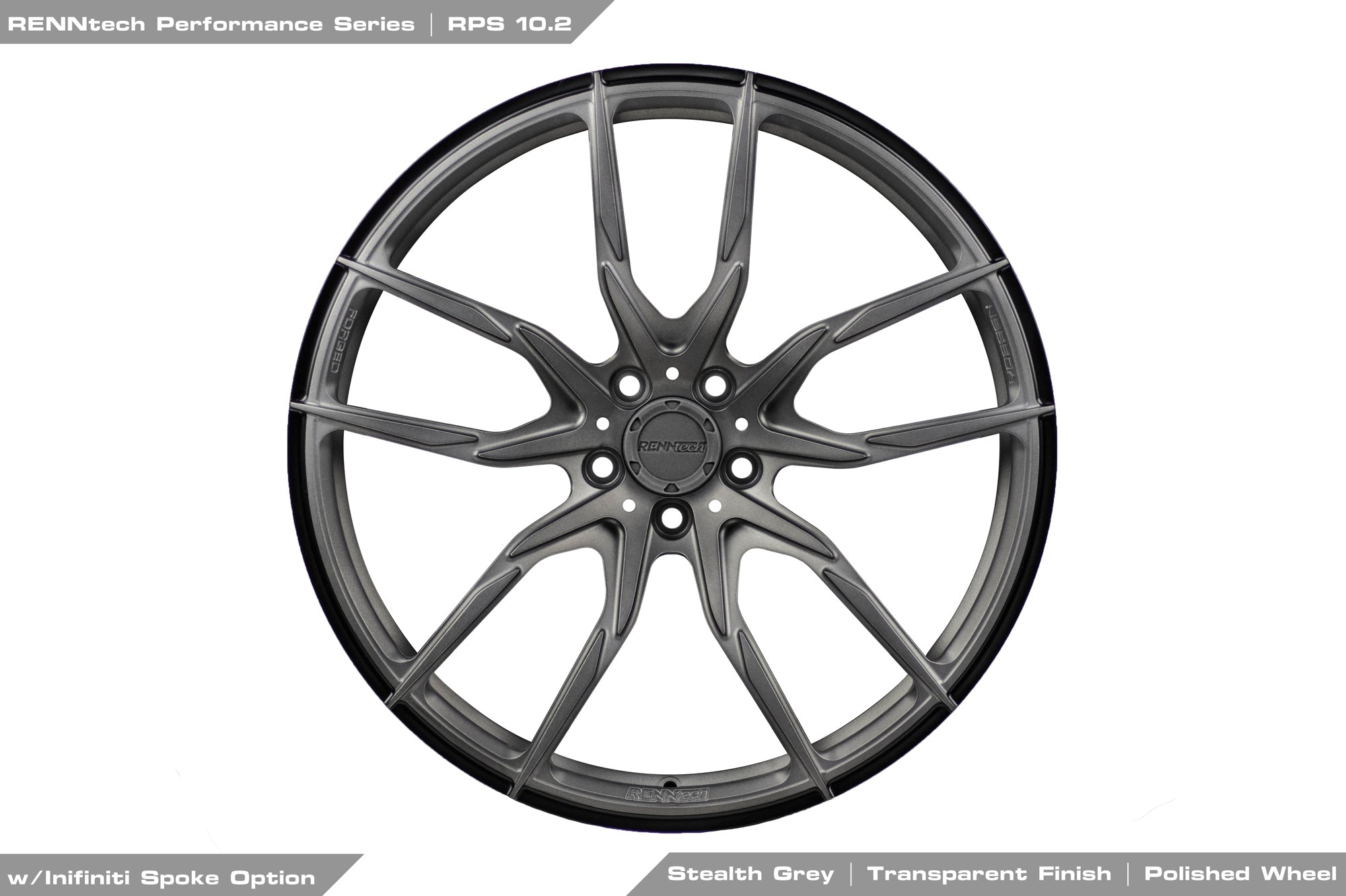 RennTech RPS 10.2 forged wheel in grey from the front, view 2 - RPS 10.2 Forged 20/21-inch Wheels for the 2013-2020 SL-Class