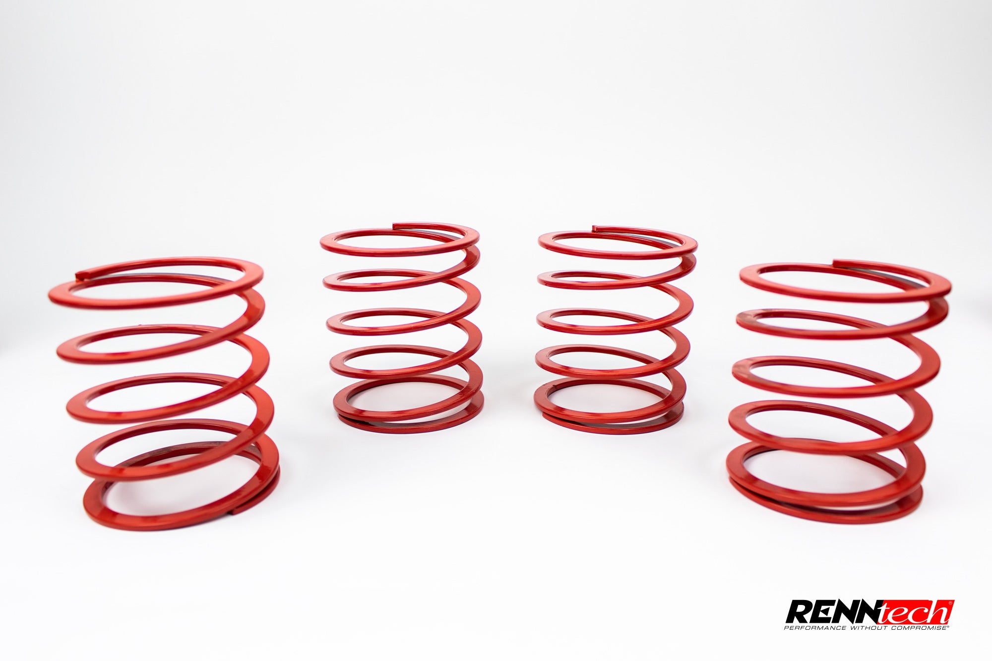 A front view of RENNtech Coilover Suspension | Aston Martin | V8 Vantage 2018-2023 with white background