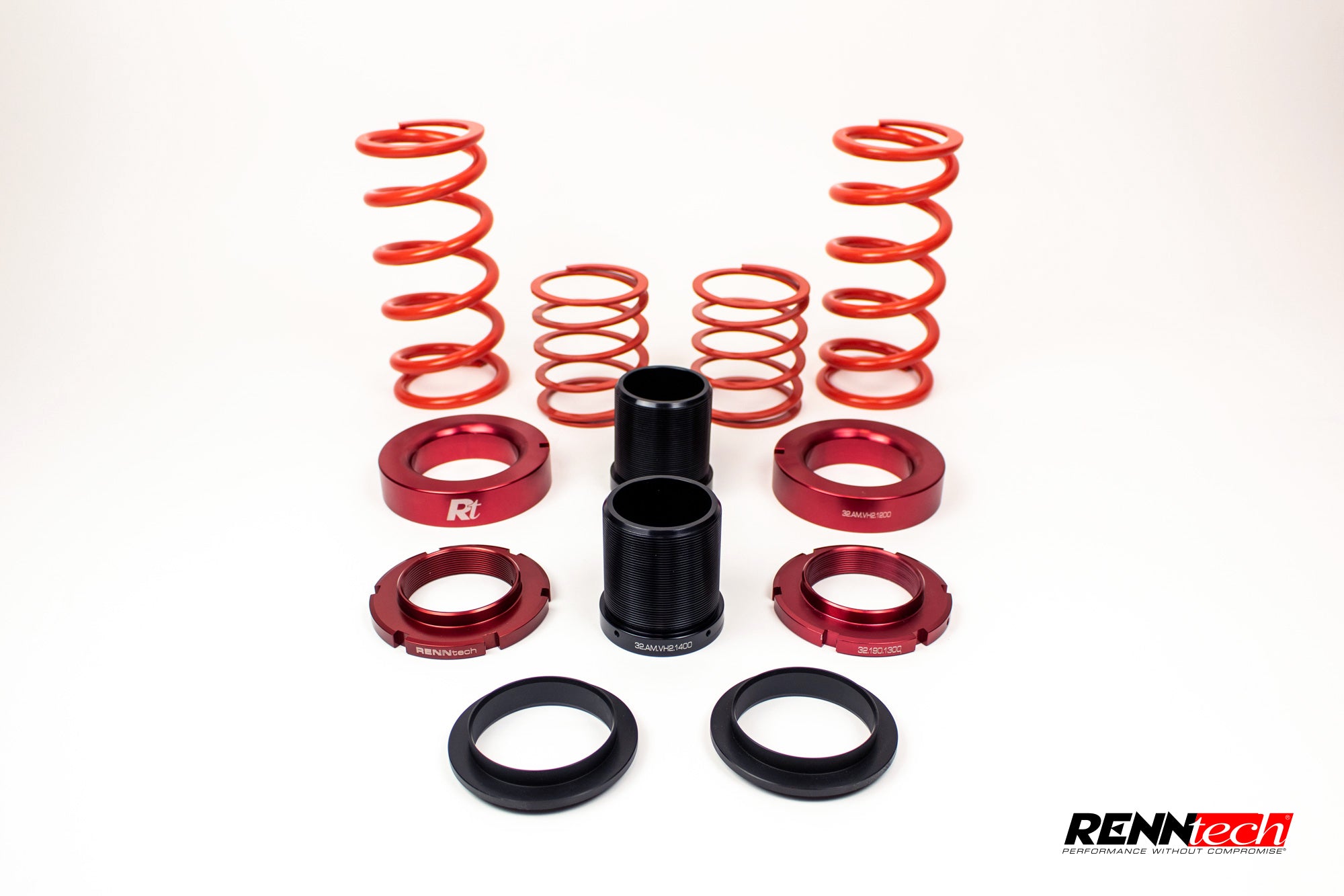 A close up view of RENNtech Coilover Suspension | Aston Martin | V8 Vantage 2018-2023 with white background