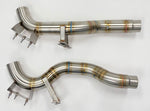 A top view of Shark Werks Race Exhaust for Porsche 992 / Carrera / S / Turbo with a white background