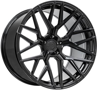 A front view of Rohana Wheels RFX10 Gloss Black (Cross Forged) 20x11 5x114 48mm with white background