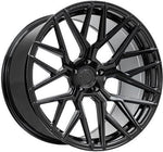 A front view of Rohana Wheels RFX10 Gloss Black (Cross Forged) 20x12 5x120 45mm with white background