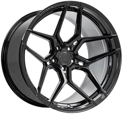 A front view of Rohana Wheels RFX11 Gloss Black (Cross Forged) 20x12 5x114 22mm with white background