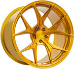 A front view of Rohana Wheels RFX5 Gloss Gold (Cross Forged) 20x10 5x120 38mm with white background