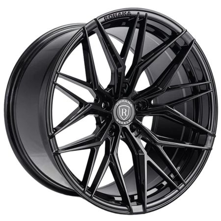 A front view of Rohana Wheels RFX17 Gloss Black (Cross Forged) 20x12 5x120 52mm with white background