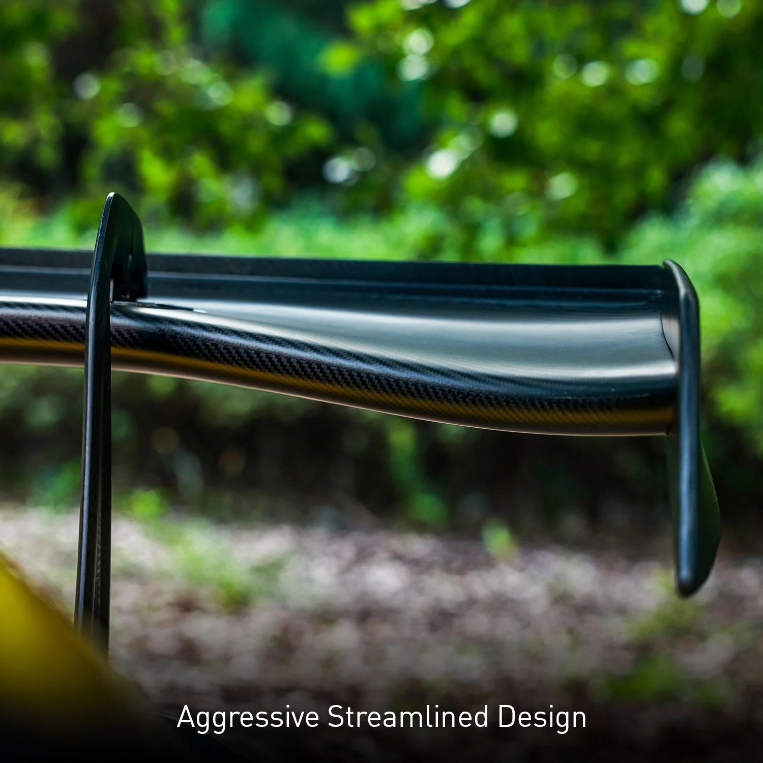 A closeup of silver rocket Carbon wing 
