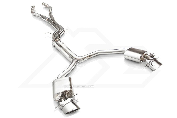A top view of FI Exhaust Valvetronic Exhaust for Audi RS7 Sportback (C7) | 2012-2017 with white background