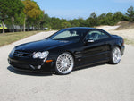 Black SL car front three-quarter on the RennTech wheels - Multi-Spoke 20/21-inch Wheels for the 2003-2020 SL-Class