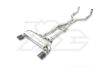 A front view of Fi EXHAUST Valvetronic Cat-Back System for Nissan Z (RZ34) 2022+ with white background