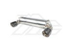 A front view of Fi EXHAUST Valvetronic Cat-Back System for Nissan Z (RZ34) 2022+ muffler with white background