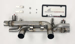 A top view of Shark Werks Sport Exhaust Upgrade for PSE Systems for Porsche 991.2 Carrera / S / T/ GTS with a white background