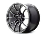 A front view of Volk Racing G025 Wheel 19x9 5x114.3 35mm Silver with white background 