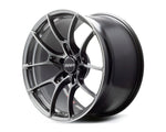 A front view of Volk Racing G025 Wheel 19x9 5x120 23mm Silver with white background 