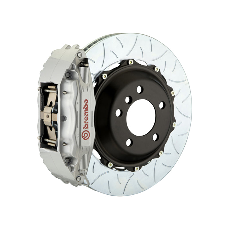 E90 3 Series Brembo GT 4-piston front kit, silver caliper, 355mm type 3 slotted 2-piece disc