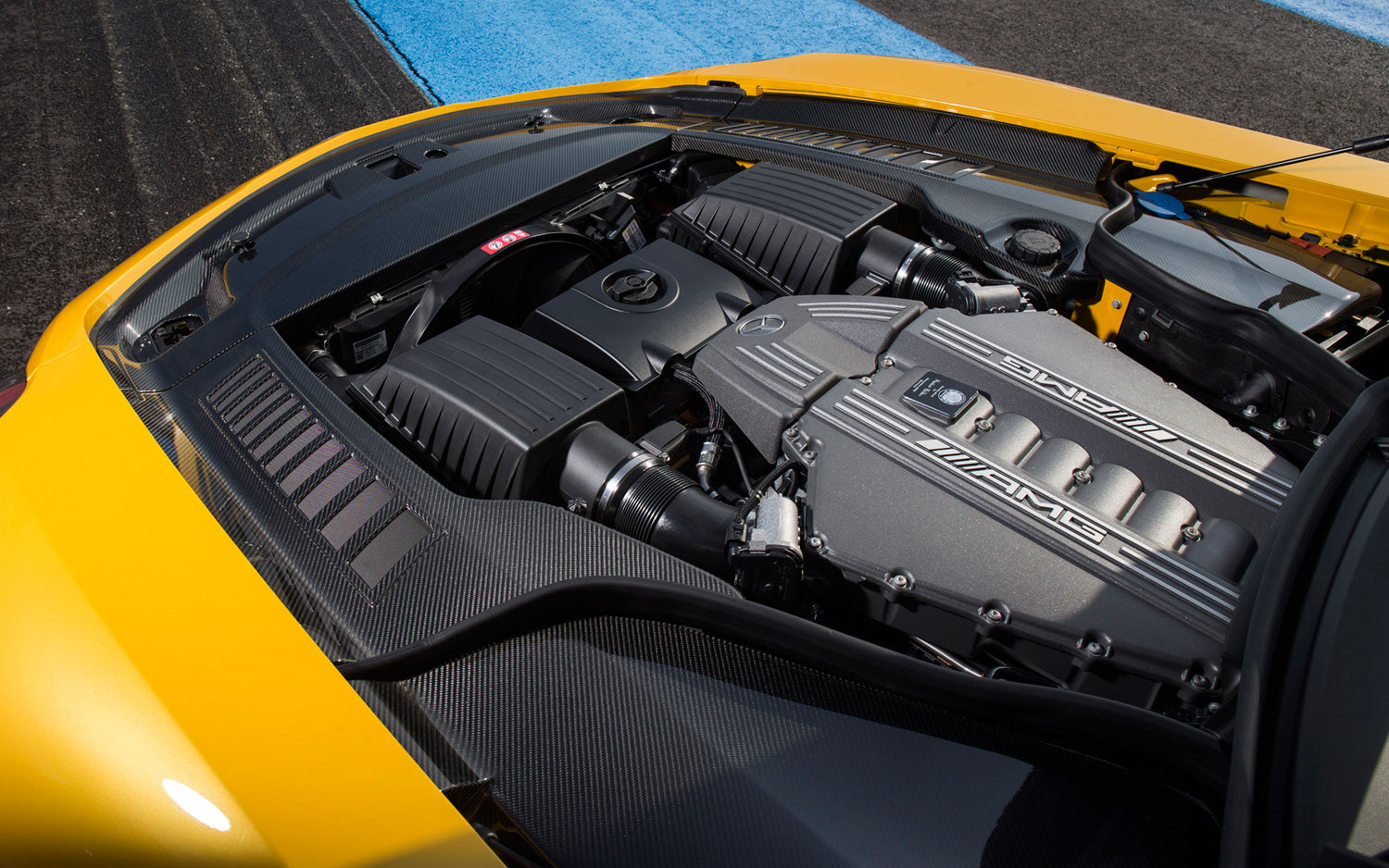 SLS Black Series engine bay with RennTech parts installed - R1 Performance Package for the 2013-2015 SLS AMG GT
