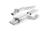 A front view of Milltek Resonated Catback Exhaust System Polished Tips Audi RS4 B5 1999-2001 with white background