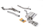 Milltek Sport exhaust system parts for 2004-2012 Audi A3 2.0T FSI quattro 5 door SportBack (part SSXAU087): pipework, silencers and polished silver tailpipe tips