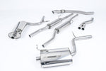 A top view of Milltek Resonated Cat-back Exhaust System for Audi A4 B6 1.8T Quattro 2001-2006 with white background