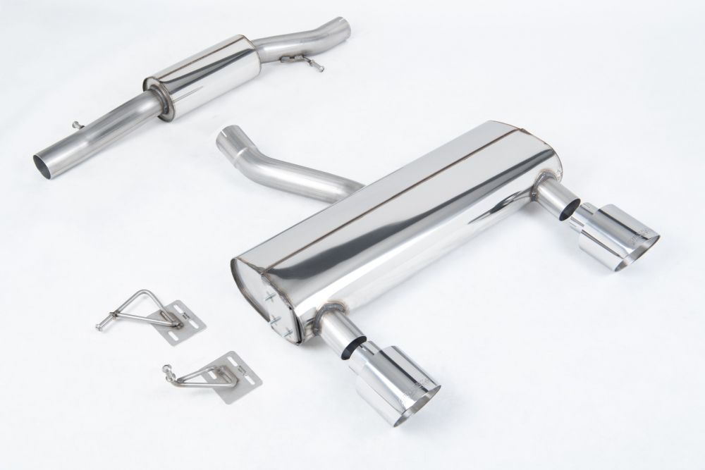 Milltek Sport exhaust system parts for 2003-2006 Audi TT 3.2 V6 quattro Coupe & Roadster (part SSXAU1036): pipework, silencers and polished silver tailpipe tips