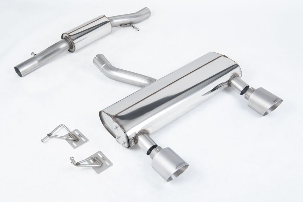 Milltek Sport exhaust system parts for 2003-2006 Audi TT 3.2 V6 quattro Coupe & Roadster (part SSXAU1038): pipework, silencers and polished silver tailpipe tips