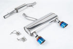 Milltek Sport exhaust system parts for 2003-2006 Audi TT 3.2 V6 quattro Coupe & Roadster (part SSXAU1039): pipework, silencers and burnt titanium blue tailpipe tips