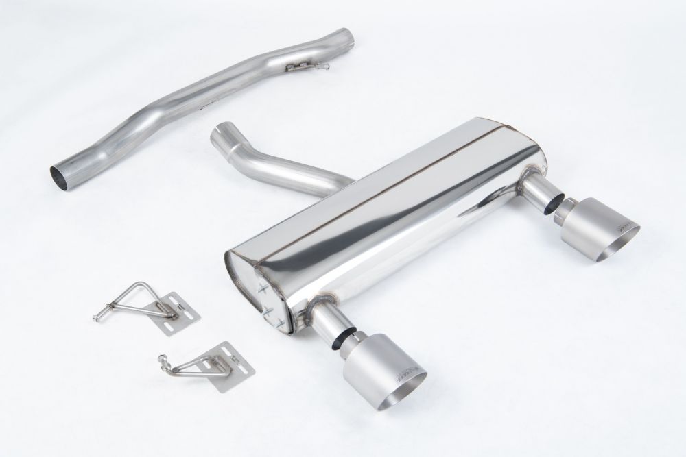 Milltek Sport exhaust system parts for 2003-2006 Audi TT 3.2 V6 quattro Coupe & Roadster (part SSXAU1044): pipework, silencers and polished silver tailpipe tips