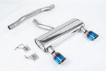 Milltek Sport exhaust system parts for 2003-2006 Audi TT 3.2 V6 quattro Coupe & Roadster (part SSXAU1045): pipework, silencers and burnt titanium blue tailpipe tips