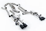 Milltek Sport exhaust system parts for 2020+ Audi S8 D5 4.0 TFSI V8 Saloon / Sedan - Long Wheel Base (part SSXAU1066): pipework, silencers and black tailpipe tips