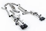 Milltek Sport exhaust system parts for 2020+ Audi S8 D5 4.0 TFSI V8 Saloon / Sedan - Long Wheel Base (part SSXAU1069): pipework, silencers and black tailpipe tips