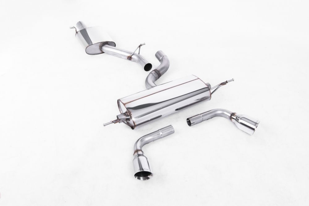 Milltek Sport exhaust system parts for 2006-2010 Audi TT Mk2 3.2 quattro (part SSXAU236): pipework, silencers and polished silver tailpipe tips