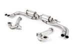 Milltek Sport exhaust system parts for 2009-2012 Audi R8 V10 5.2 FSI quattro Coupé and Spyder (part SSXAU328): pipework, silencers and polished silver tailpipe tips