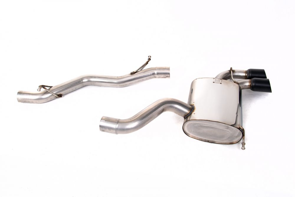 Milltek Sport exhaust system parts for 2006-2012 Audi S3 2.0 T quattro 3-Door 8P (part SSXAU351): pipework, silencers and polished silver tailpipe tips