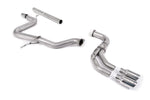 A front view of Milltek Non-Resonated (Louder) Cat-Back Exhaust System Polished Tips Audi A3 8V 2012+ with white background