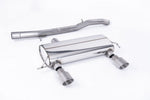 Milltek Sport exhaust system parts for 1998-2006 Audi TT 180 / 225 quattro Coupe & Roadster (part SSXAU428): pipework, silencers and polished silver tailpipe tips